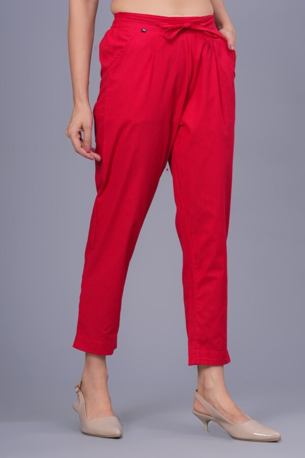 Premium Red Cotton Straight Pant for Women – Comfortable Daily & Ethnic Wear