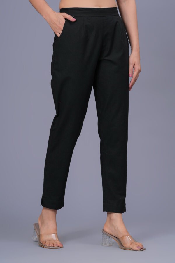 Premium Black Cotton Straight Pant for Women – Everyday Essential Bottom Wear