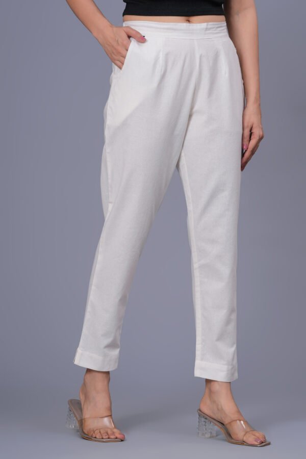 Premium White Cotton Straight Pant for Women – Everyday Comfort Wear